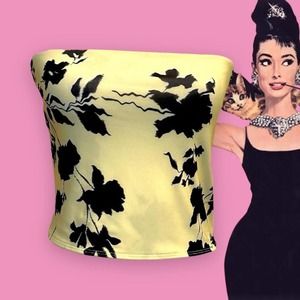 Open Edit Nordstrom's Yellow Black Strapless Top (never worn!)